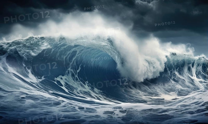Surfing ocean wave. Blue ocean wave. Nature background. Big ocean waves Ai generated