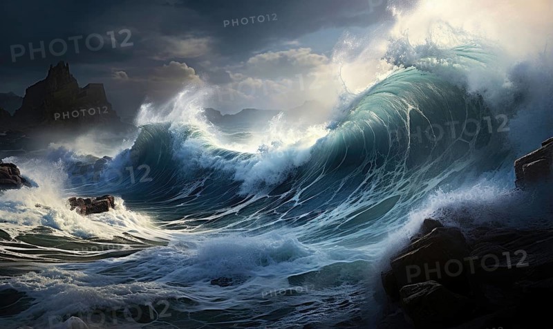 Surfing ocean wave. Blue ocean wave. Nature background. Big ocean waves Ai generated