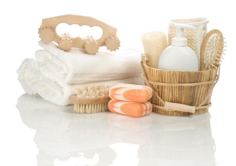 Bathing accessories isolated