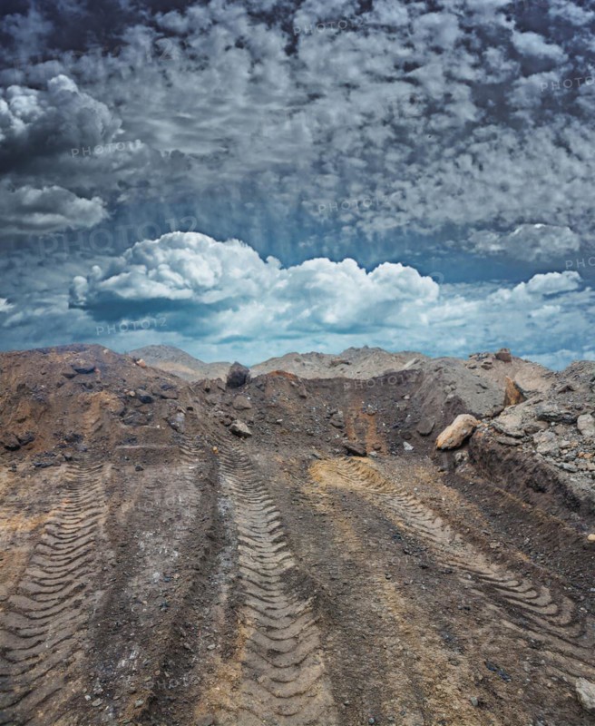 Conceptual image Pollution of nature by construction waste