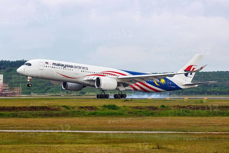 A Malaysia Airlines Airbus A350-900 aircraft with the registration 9M-MAC at Kuala Lumpur Airport