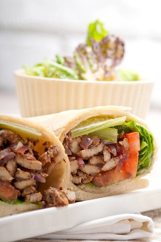 Kafta shawarma chicken pita wrap roll sandwich traditional arab mid east food