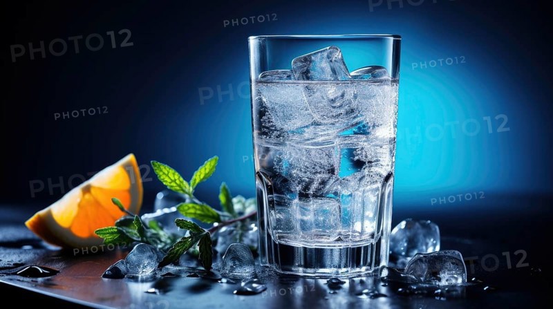 Cocktail with lemon and rosemary on a black background Ai generated
