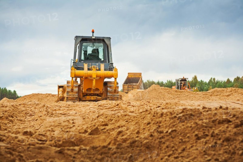 Bulldozer on sand