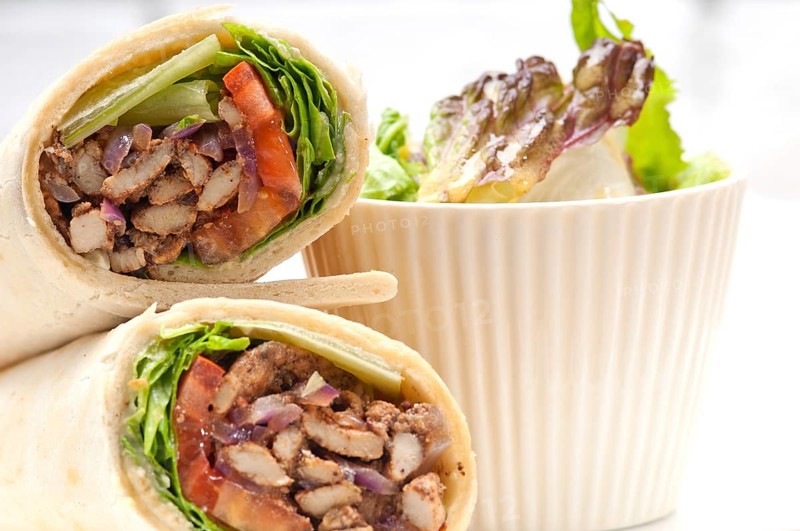 Kafta shawarma chicken pita wrap roll sandwich traditional arab mid east food