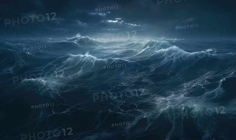 Surfing ocean wave. Blue ocean wave. Nature background. Big ocean waves Ai generated