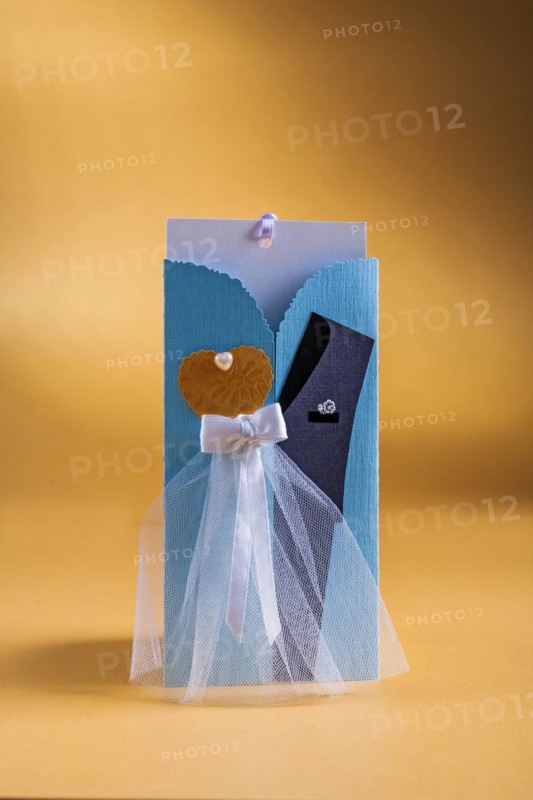 Wedding invitation card on yellow background 1