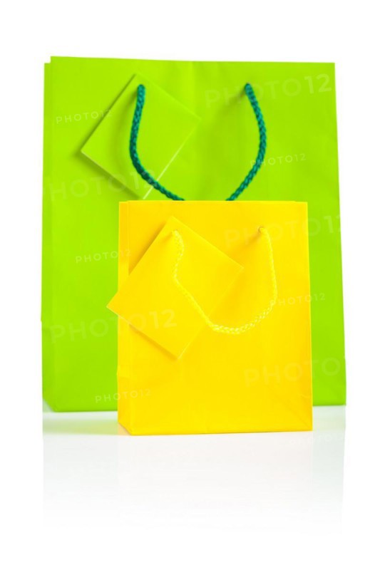 Yellow and green paper bags insulated