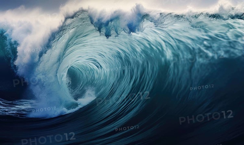 Surfing ocean wave. Blue ocean wave. Nature background. Big ocean waves Ai generated