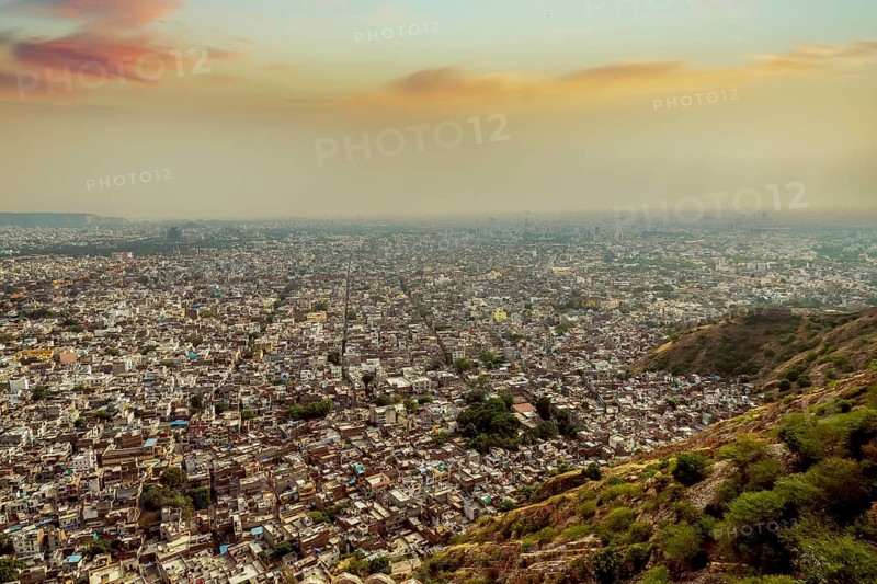 Aerial view of the Jaipur city from the Nahargarh fort