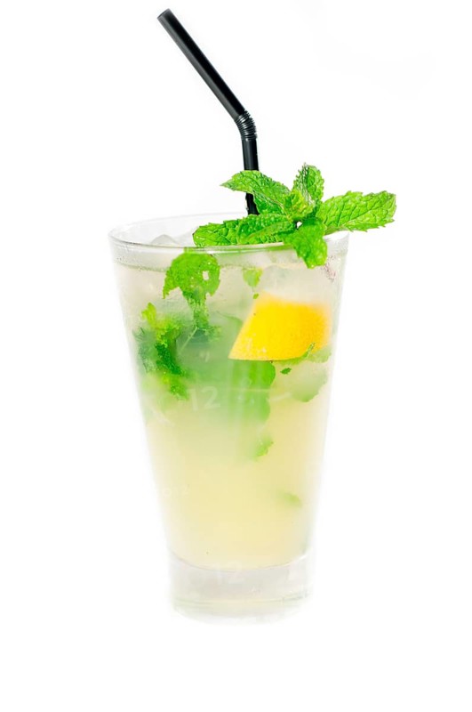 Mojito caipirina cocktail with fresh mint leaves