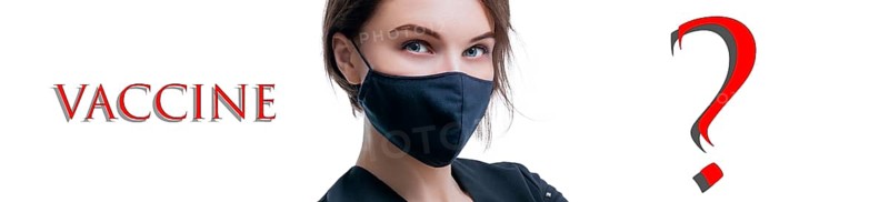 Portrait of a beautiful girl in a protective mask. Coronavirus vaccine concept. Advertising banner. Medical concept
