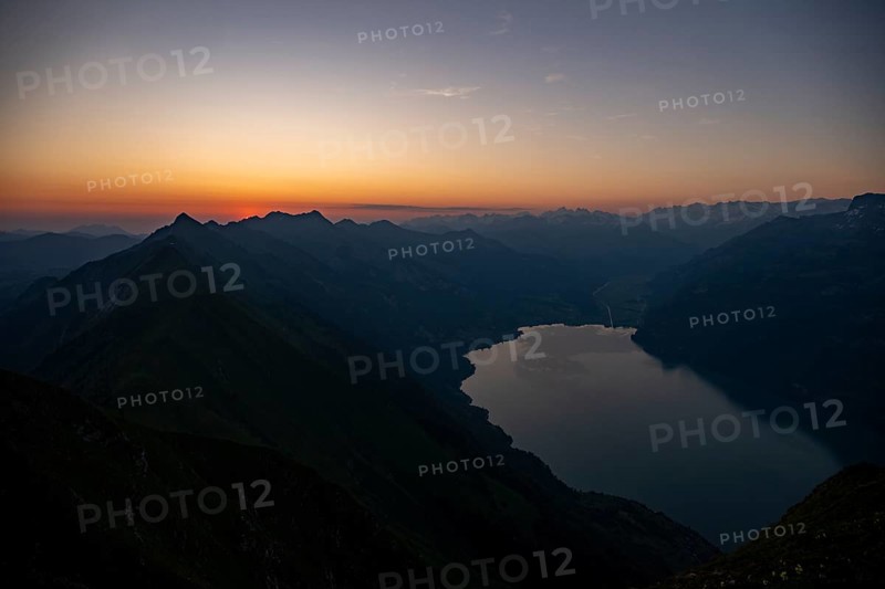 Lake Thun with Bernese peaks in the morning light
