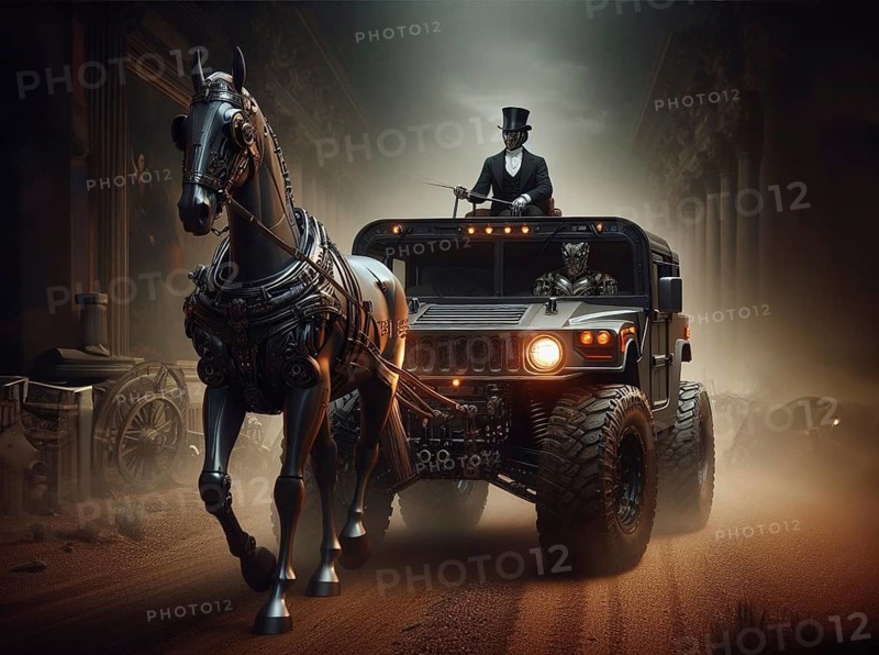 Luxury converted carriage from 4x4 american truck as head of a travel caravan
