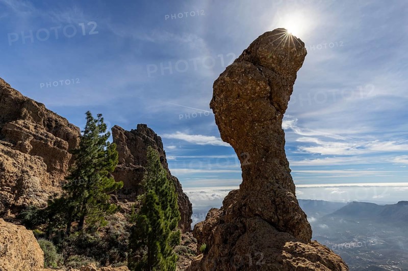 Mushroom rock with sunshine