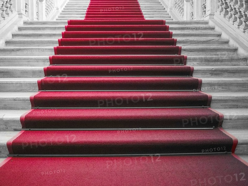 Red carpet on stairway