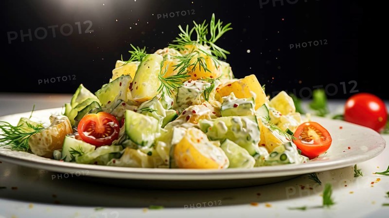 Fresh salad with boiled potatoes