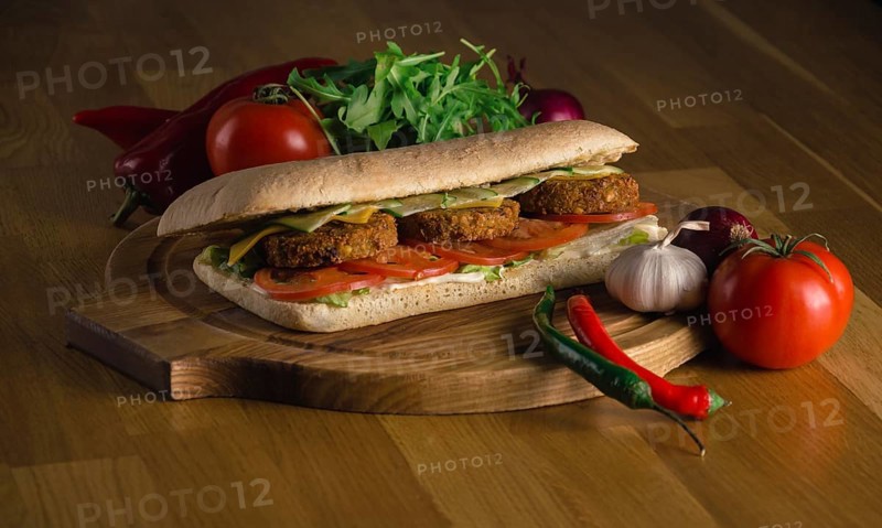Delicious sandwich with fresh vegetables