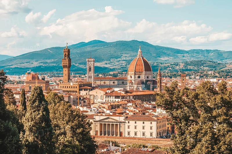 View of Santa Maria Del Fiore from the Boboli Gardens. Tourism and travel concept.