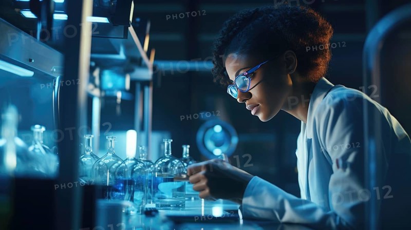 Female scientist working in laboratory. Science