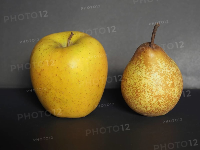 Yellow apple and pear fruit