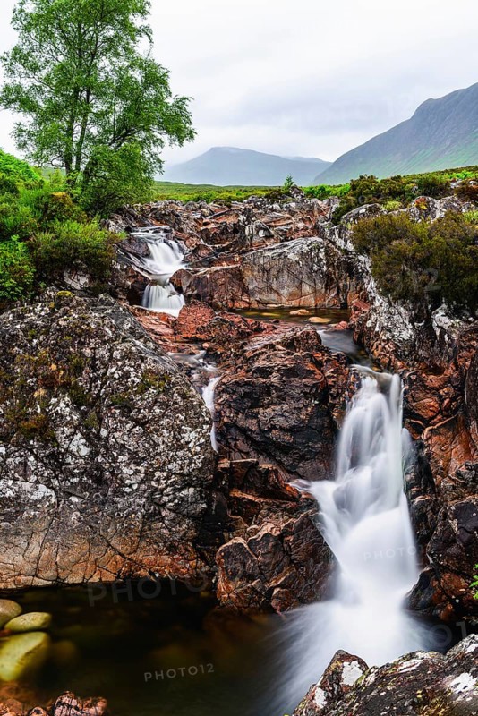 Waterfall under Buachaille Etive Mor