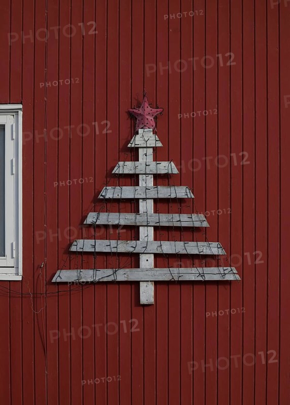 Christmas tree with star on a building in Kangerlussuaq