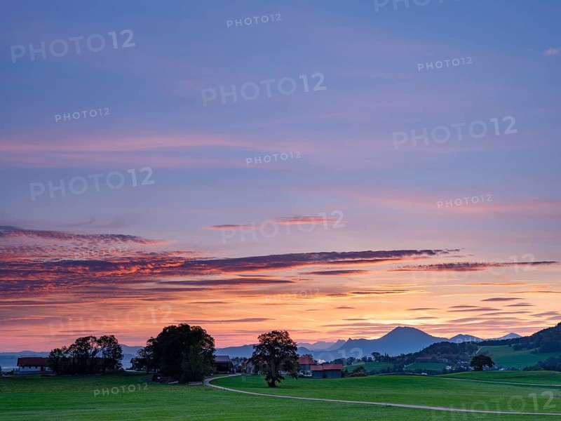 Dawn on the edge of the Alps