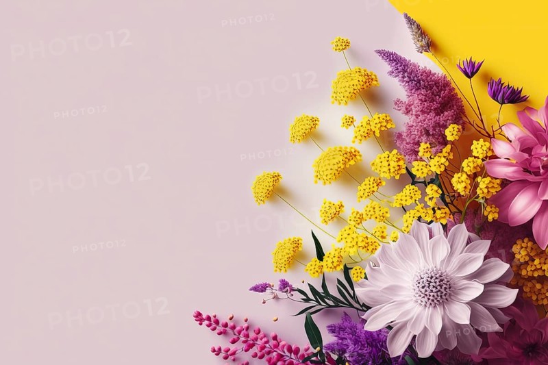 A spring background with pastel-coloured flowers is a natural work of art that shows the beauty and joy of the season. The soft colour palette