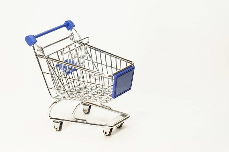 Metal shopping cart with wheels