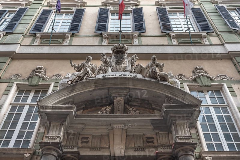 Detailed view of the entrance portal of the former royal palace
