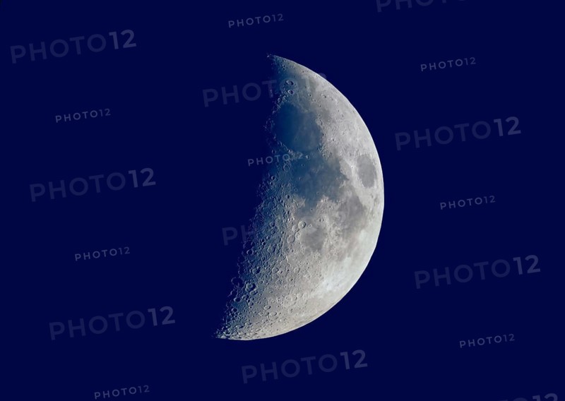 First quarter moon seen with telescope