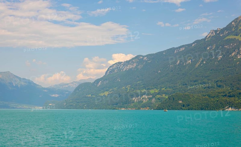 Mountain on Lake Brienz in a Sunny Day in Interlaken
