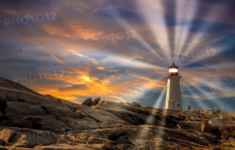 Peggys Cove lighthouse evening mood Canada