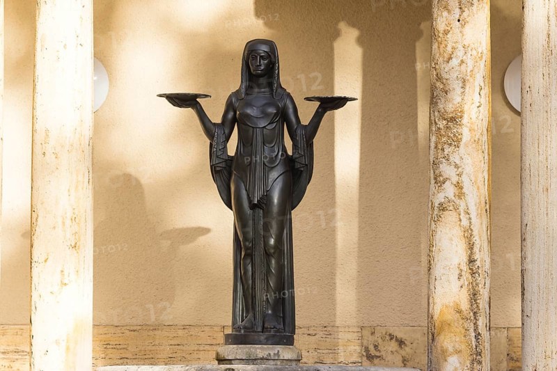 Virgin with the bowls of tears. Art Nouveau sculpture by Josef Zeitler from 1914