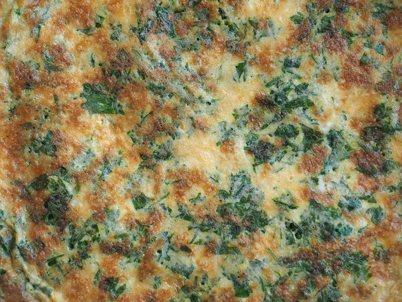 Omelette made from fried beaten eggs