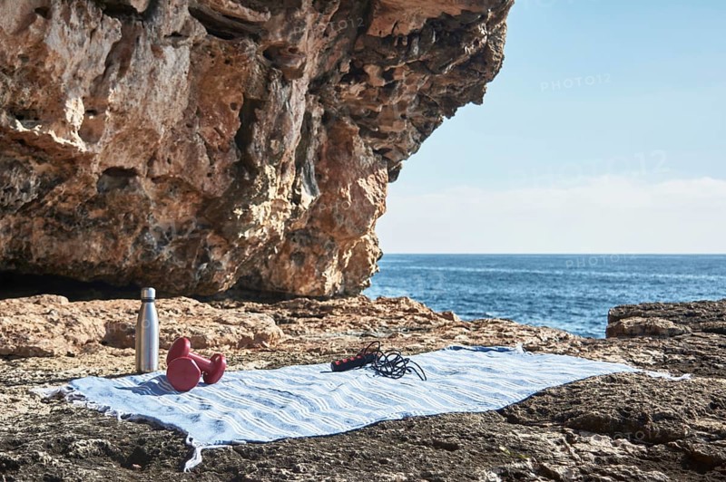 Fitness and sports concept background. Getting ready. Towel