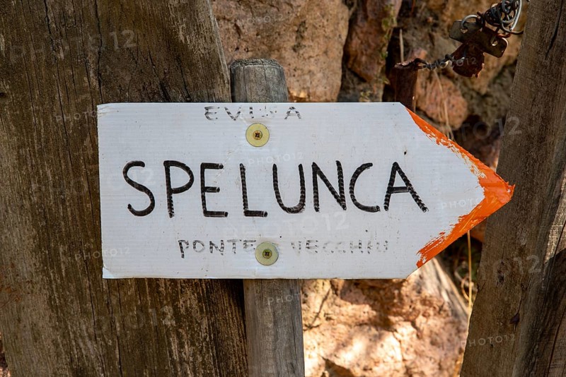 Old hiking sign for the Spelunca Gorge