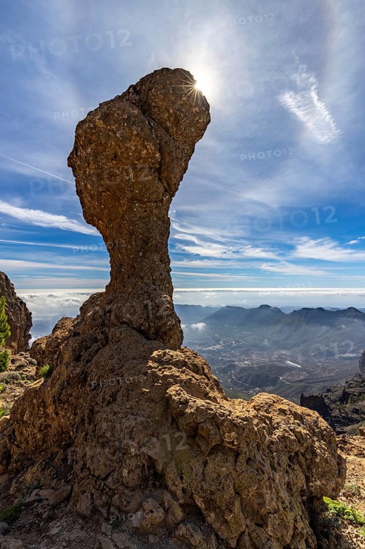 Mushroom rock with sunshine