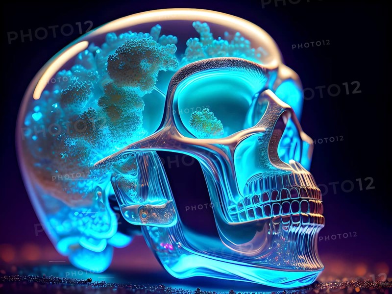 Crystal skull with a mysterious life form inside