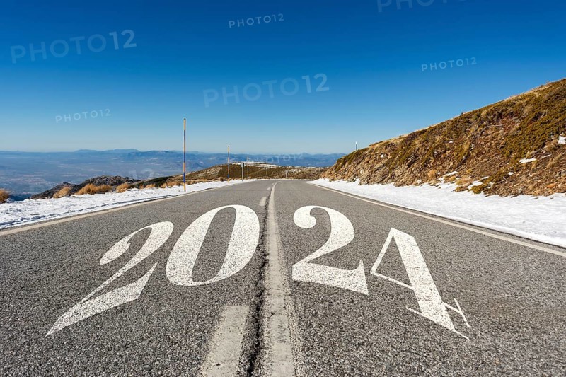 2024 New Year road trip travel and future vision concept