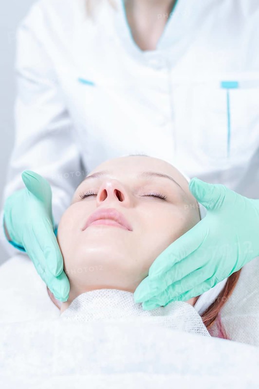 Portrait of a woman's face with problem skin. Peeling procedure. Natural beauty.