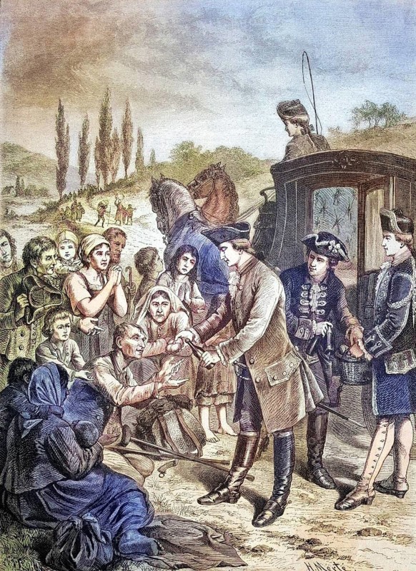 Emperor Joseph II saves Bohemian peasants from starvation