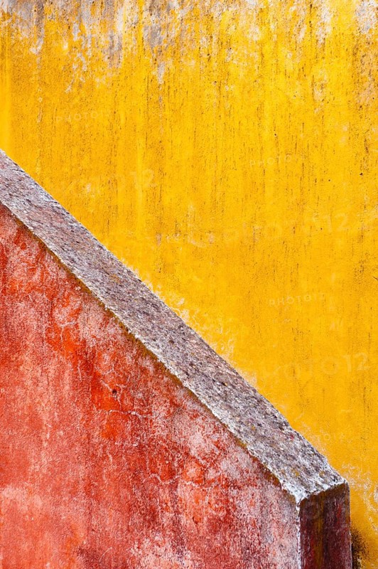 Red and yellow plaster wall