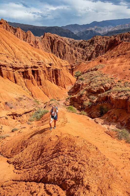 Mountaineer on a mountain ridge