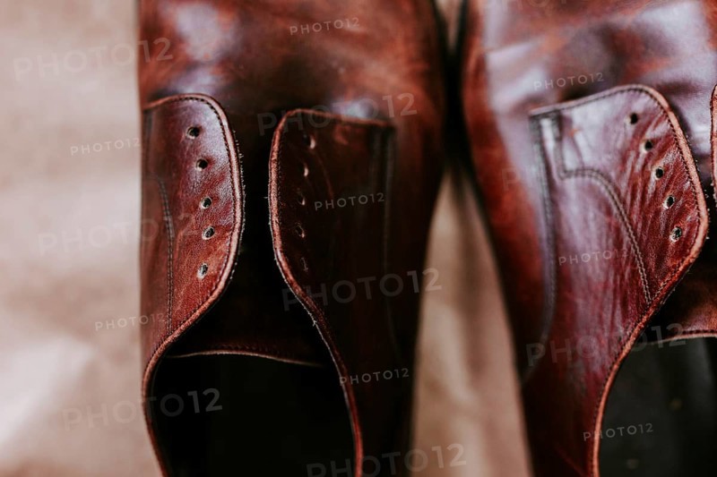 Brown men's shoes made of genuine leather close-up