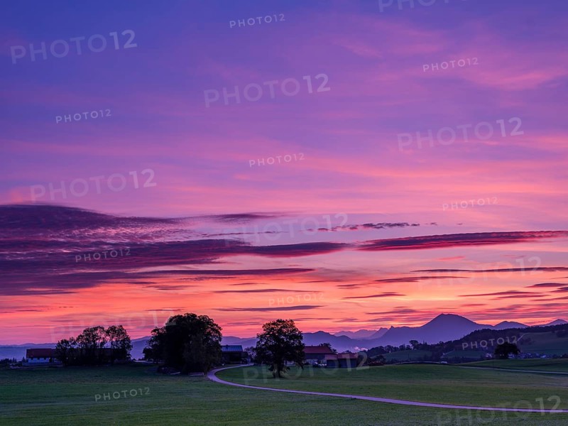 Dawn on the edge of the Alps