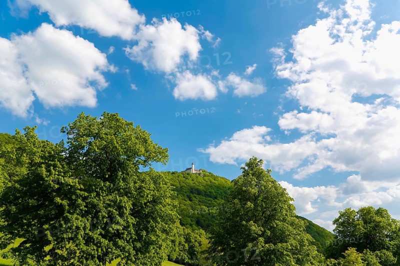 Teck Castle with hiking home of the Swabian Alb Association