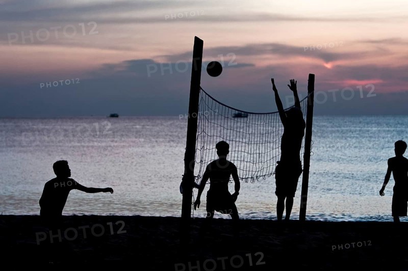 Playing volleyball on the beach in Phu Quoc