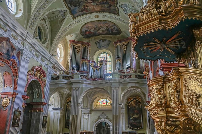 Organ loft and pulpit